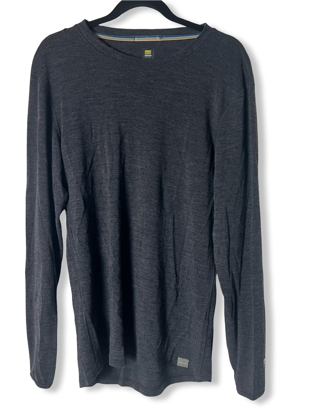 Meriwool Mens 100% Merino Wool 250g Base Layer Long Sleeve Charcoal Gray Sz. L